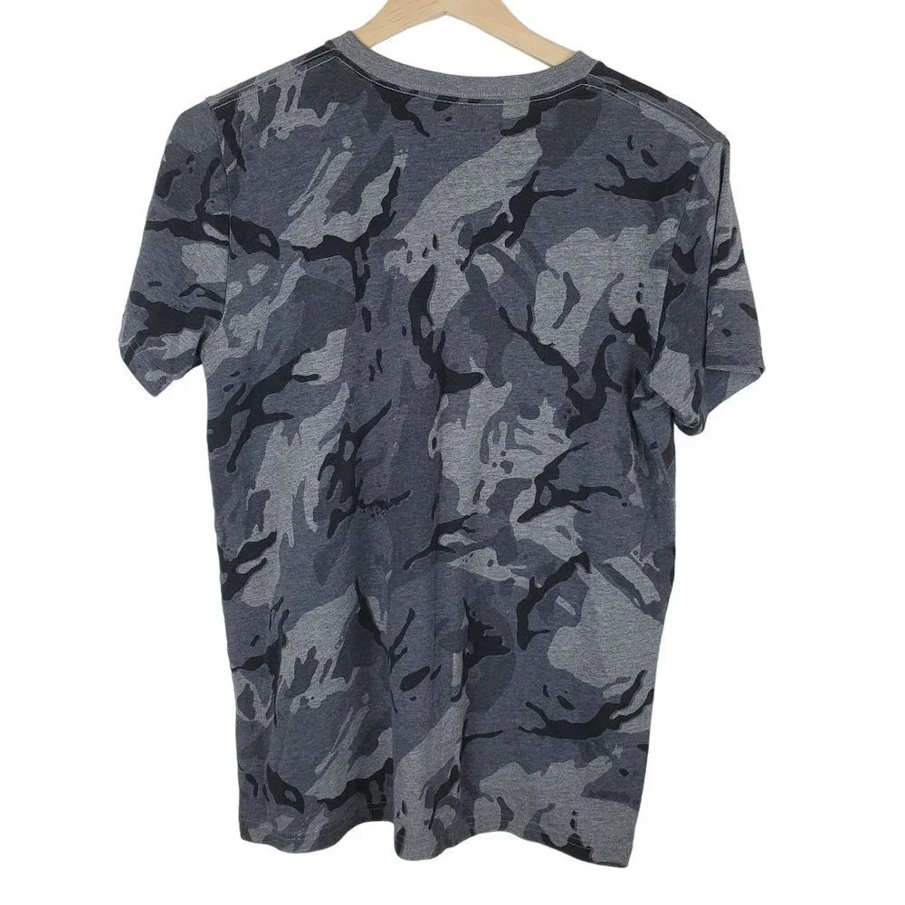 Adidas T-shirt Boys Large 14-16 Gray Camo Cotton Blend Short Sleeves‎